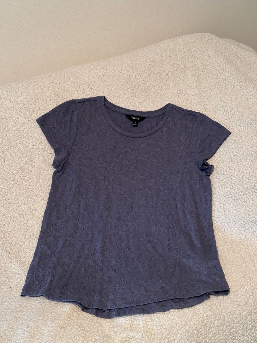 Simply Vera Vera Wang Blue Short Sleeve Textured Tee